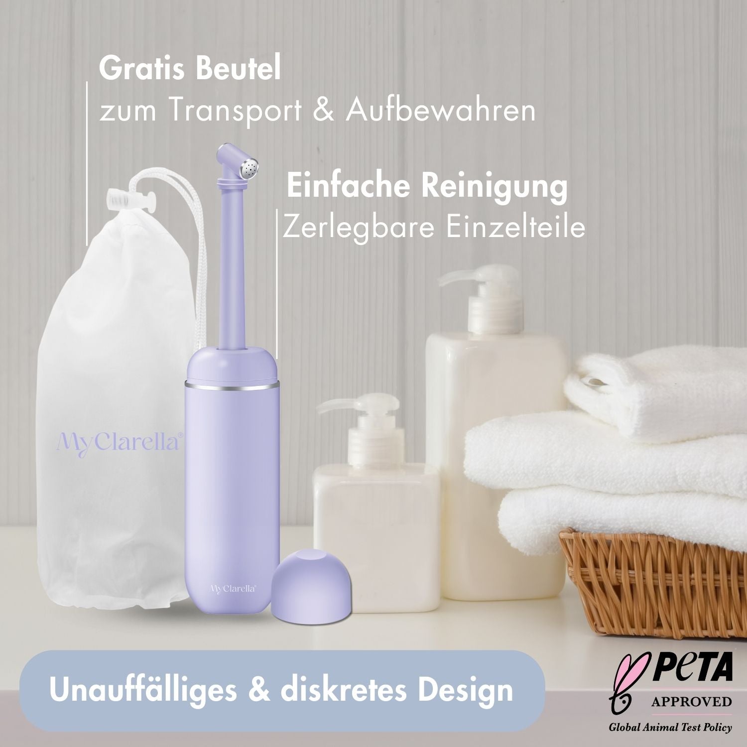 Intim - /Podusche - The Peri Bottle 380ml - MyClarella - mit gratis Beutel und einfacher Reinigung - Design ist unauffällig und diskret.